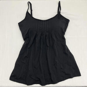 Y2K DenverHayes black cinched waist babydoll tank top built in bra Size XS